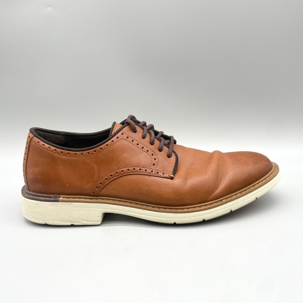 Cole Haan Mens 10.5M Go To Oxford Shoes Tan Leather Office Casual Preppy Derby